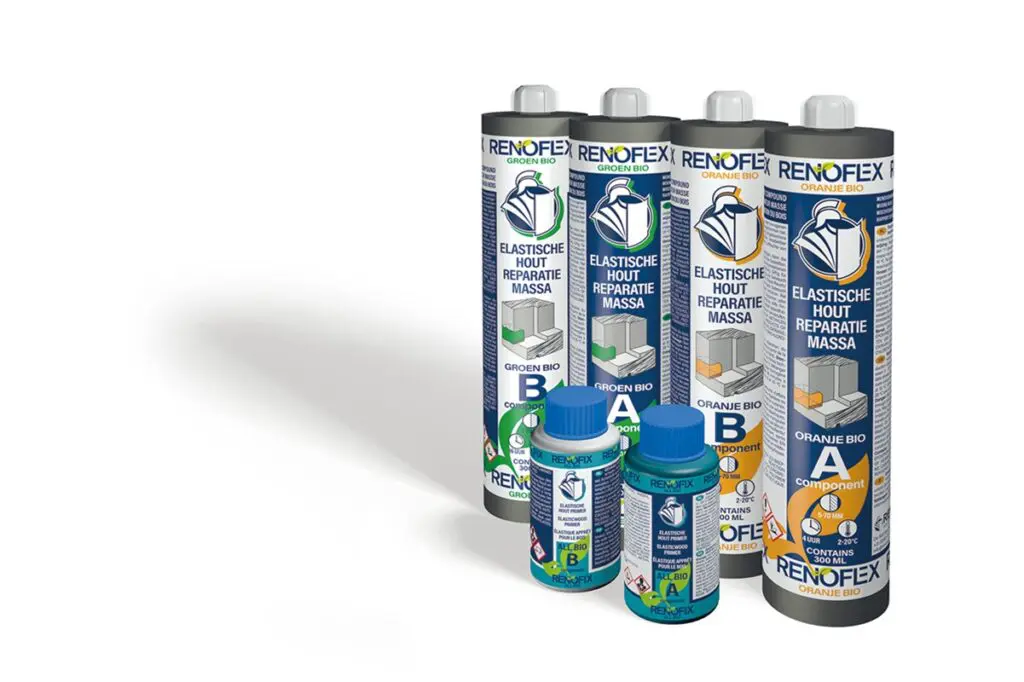 biobased houtrotreparatiepasta’s RENOFLEX Groen Bio en RENOFLEX Oranje Bio
